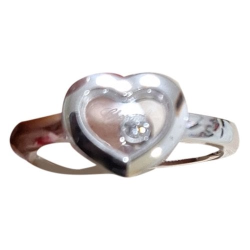 Pre-owned Chopard Happy Hearts White Gold Ring In Grey