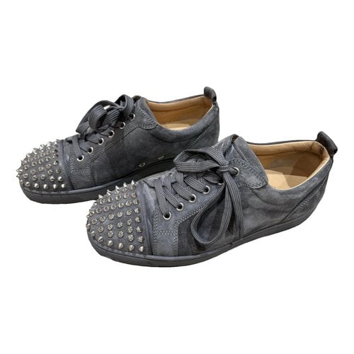 Pre-owned Christian Louboutin Louis Junior Spike Low Trainers In Grey