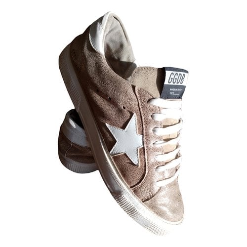 Pre-owned Golden Goose May Leather Trainers In Gold