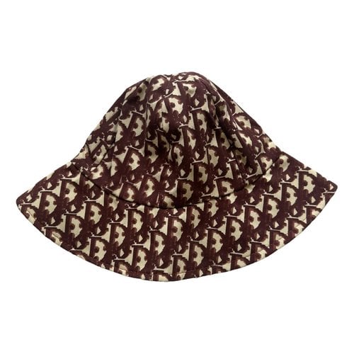 Pre-owned Dior Cloth Hat In Burgundy