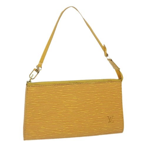 Pre-owned Louis Vuitton Pochette Accessoire Leather Clutch Bag In Yellow