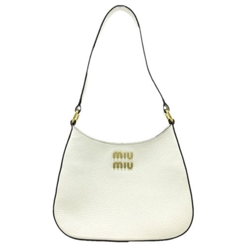 Pre-owned Miu Miu Madras Leather Handbag In White