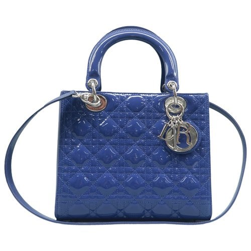 Pre-owned Dior Patent Leather Satchel In Blue
