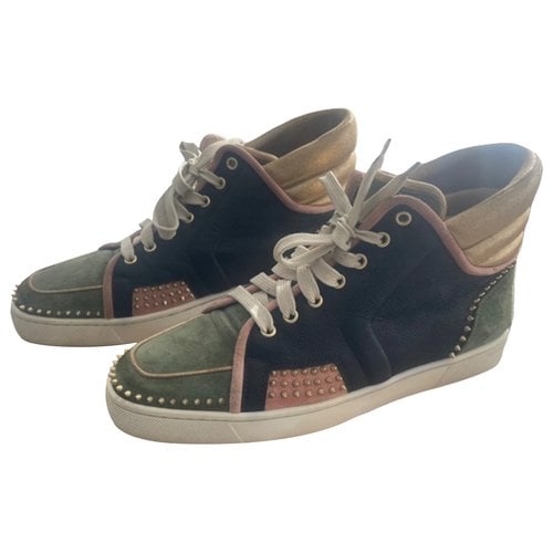 Pre-owned Christian Louboutin High Trainers In Green
