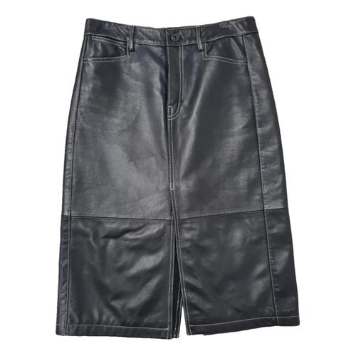 Pre-owned Proenza Schouler Leather Mid-length Skirt In Black