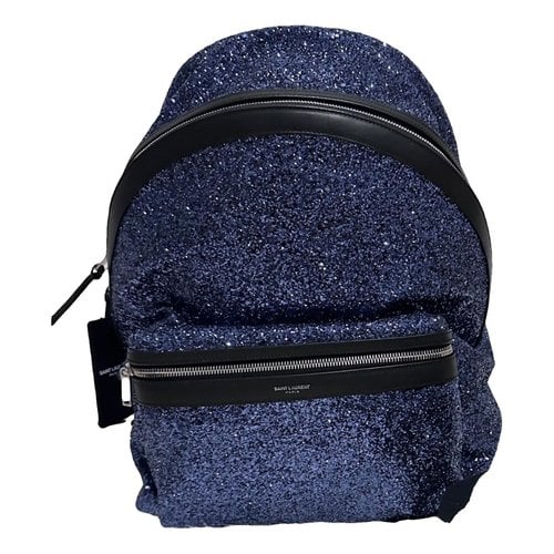 Pre-owned Saint Laurent Glitter Backpack In Blue