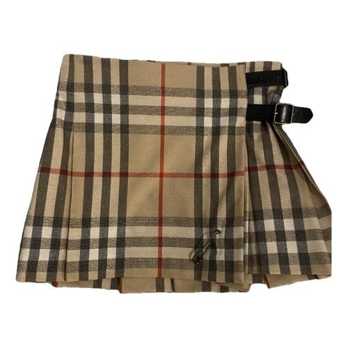 Pre-owned Burberry Wool Mini Skirt In Beige