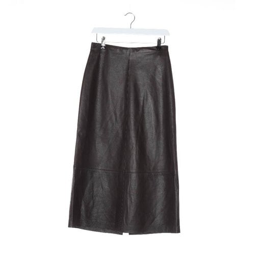 Pre-owned Vince Leather Skirt In Brown