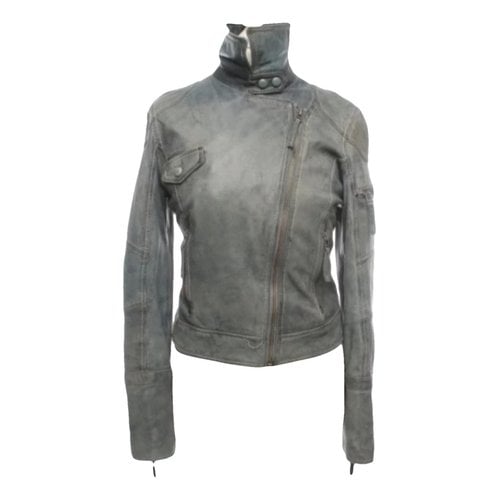 Pre-owned Oakwood Leather Biker Jacket In Grey