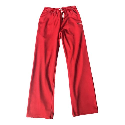 Pre-owned Celine Trousers In Red
