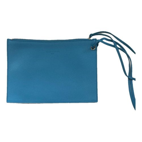 Pre-owned Balenciaga Leather Clutch In Blue