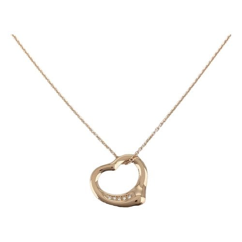 Pre-owned Tiffany & Co Open Heart Pink Gold Necklace