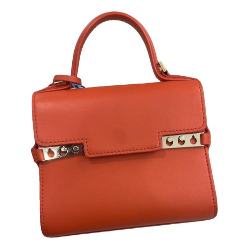 Pre-owned Delvaux Tempête Leather Handbag In Orange
