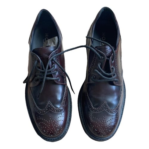 Pre-owned Hogan Leather Lace Ups In Burgundy