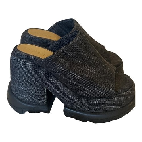 Pre-owned Sunnei Cloth Mules In Navy