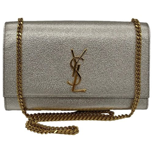 Pre-owned Saint Laurent Kate Monogramme Leather Crossbody Bag In Gold