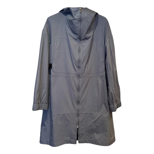 Pre-owned Malo Silk Trench Coat In Blue