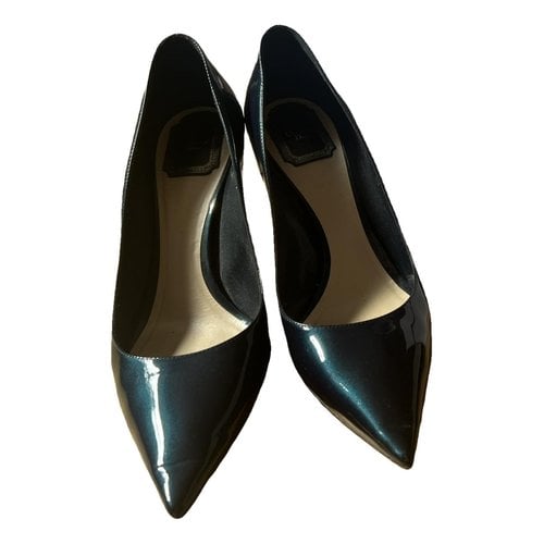 Pre-owned Dior Cherie Pointy Pump Patent Leather Heels In Blue