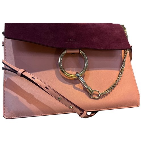 Pre-owned Chloé Faye Leather Handbag In Burgundy