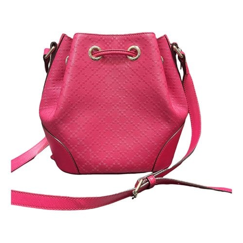 Pre-owned Gucci Ophidia Bucket Leather Crossbody Bag In Pink