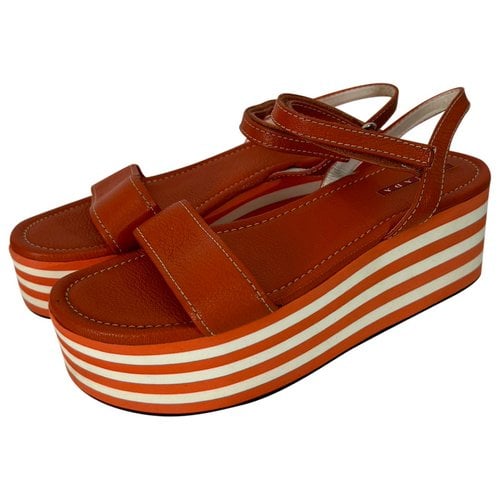 Pre-owned Prada Leather Sandals In Orange
