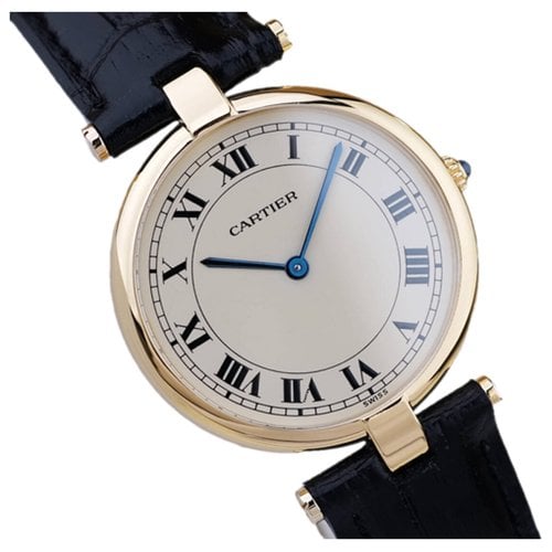 Pre-owned Cartier Must Vendôme Silver Gilt Watch In Black