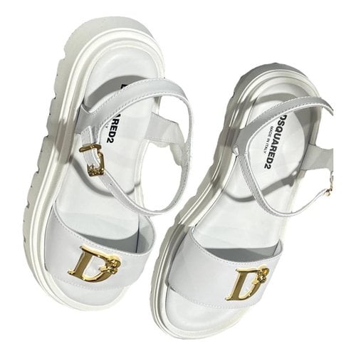 Pre-owned Dsquared2 Leather Mules In White
