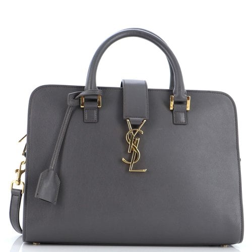 Pre-owned Saint Laurent Leather Satchel In Grey