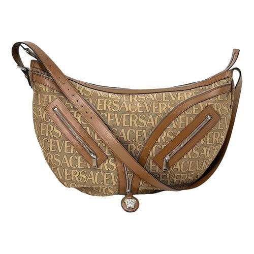 Pre-owned Versace Cloth Crossbody Bag In Camel