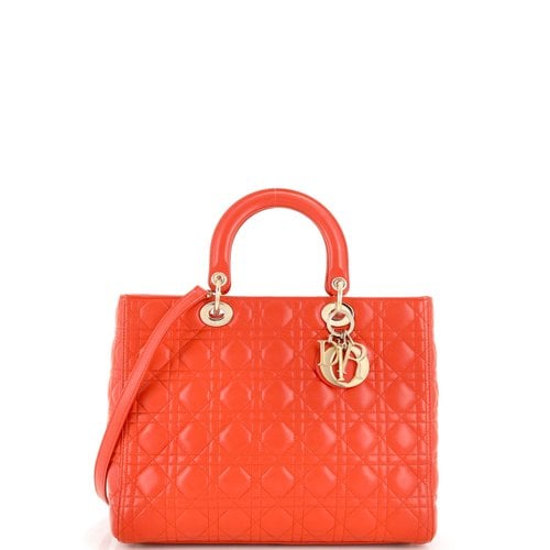 Pre-owned Dior Leather Tote In Orange