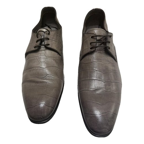 Pre-owned Santoni Leather Lace Ups In Grey