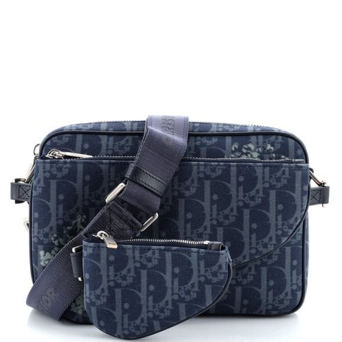 Pre-owned Dior Cloth Crossbody Bag In Blue
