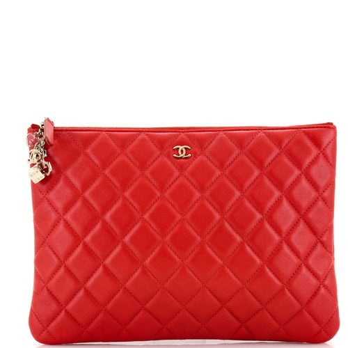Pre-owned Chanel Leather Clutch Bag In Red