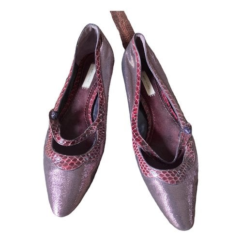 Pre-owned Marc Jacobs Glitter Ballet Flats In Burgundy