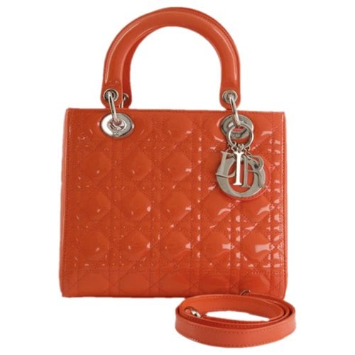 Pre-owned Dior Patent Leather Handbag In Orange