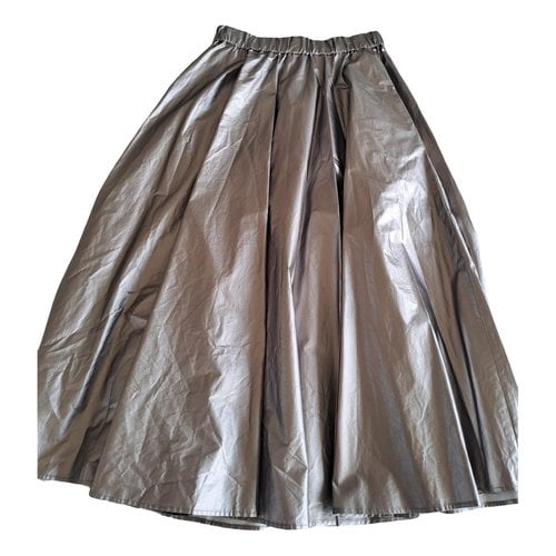 Pre-owned Moncler Maxi Skirt In Silver