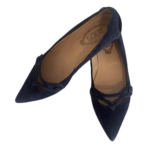 Pre-owned Tod's Ballet Flats In Navy