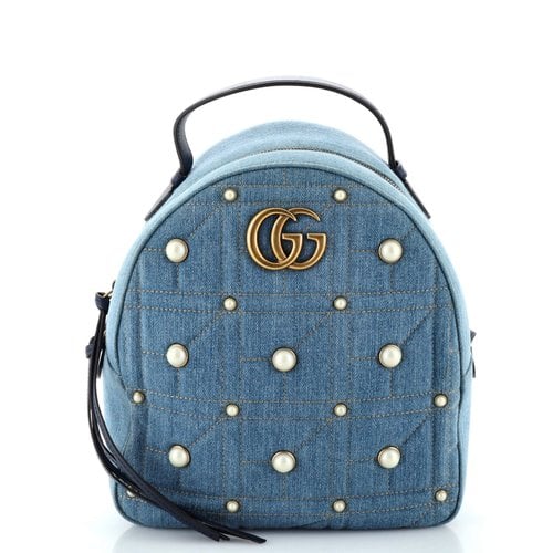 Pre-owned Gucci Cloth Backpack In Blue