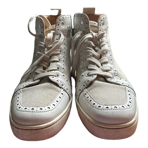 Pre-owned Christian Louboutin Louis Cloth High Trainers In Beige