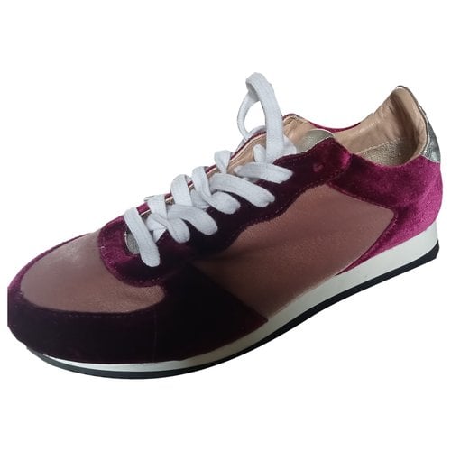 Pre-owned Lk Bennett Leather Trainers In Burgundy