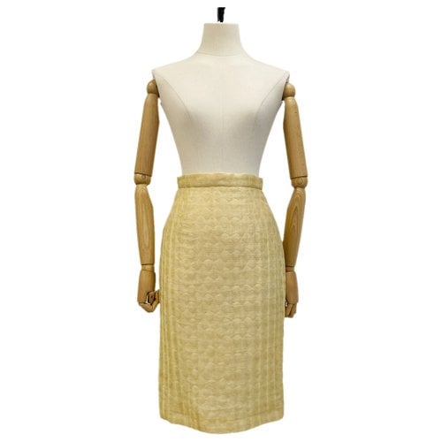 Pre-owned Miu Miu Silk Mid-length Skirt In Gold