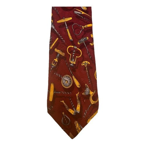 Pre-owned Fornasetti Silk Tie In Burgundy