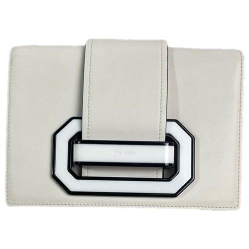 Pre-owned Prada Ribbon Leather Crossbody Bag In White