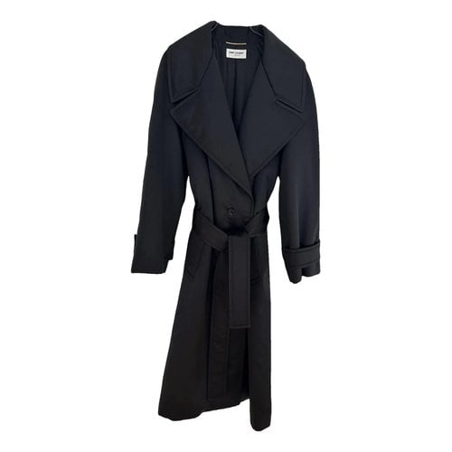 Pre-owned Saint Laurent Silk Coat In Black