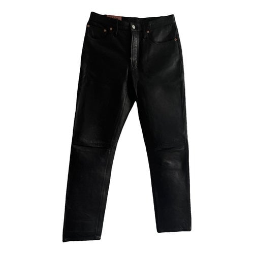 Pre-owned Acne Studios Blå Konst Leather Straight Pants In Black
