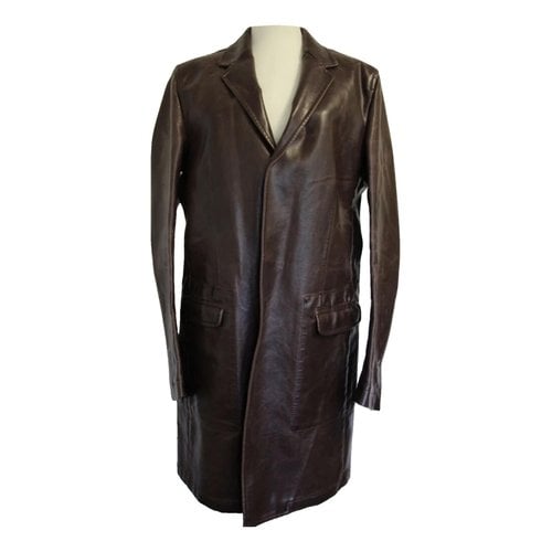 Pre-owned Dsquared2 Leather Coat In Brown