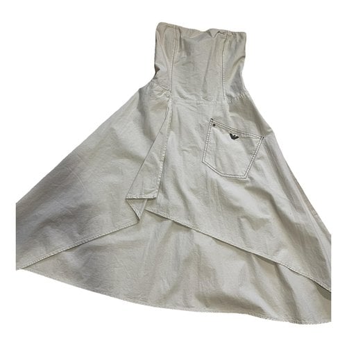 Pre-owned Armani Jeans Mid-length Dress In Ecru