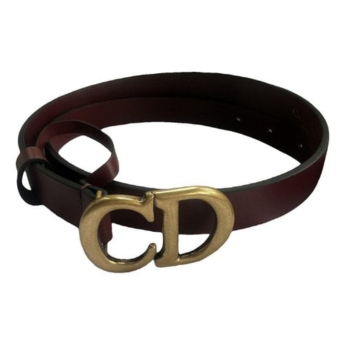 Pre-owned Dior Saddle Leather Belt In Burgundy