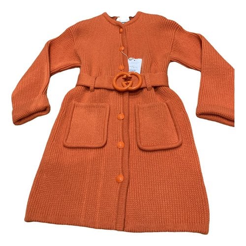 Pre-owned Gucci Wool Cardi Coat In Orange