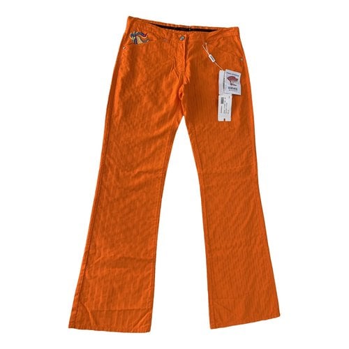 Pre-owned Versace Straight Pants In Orange
